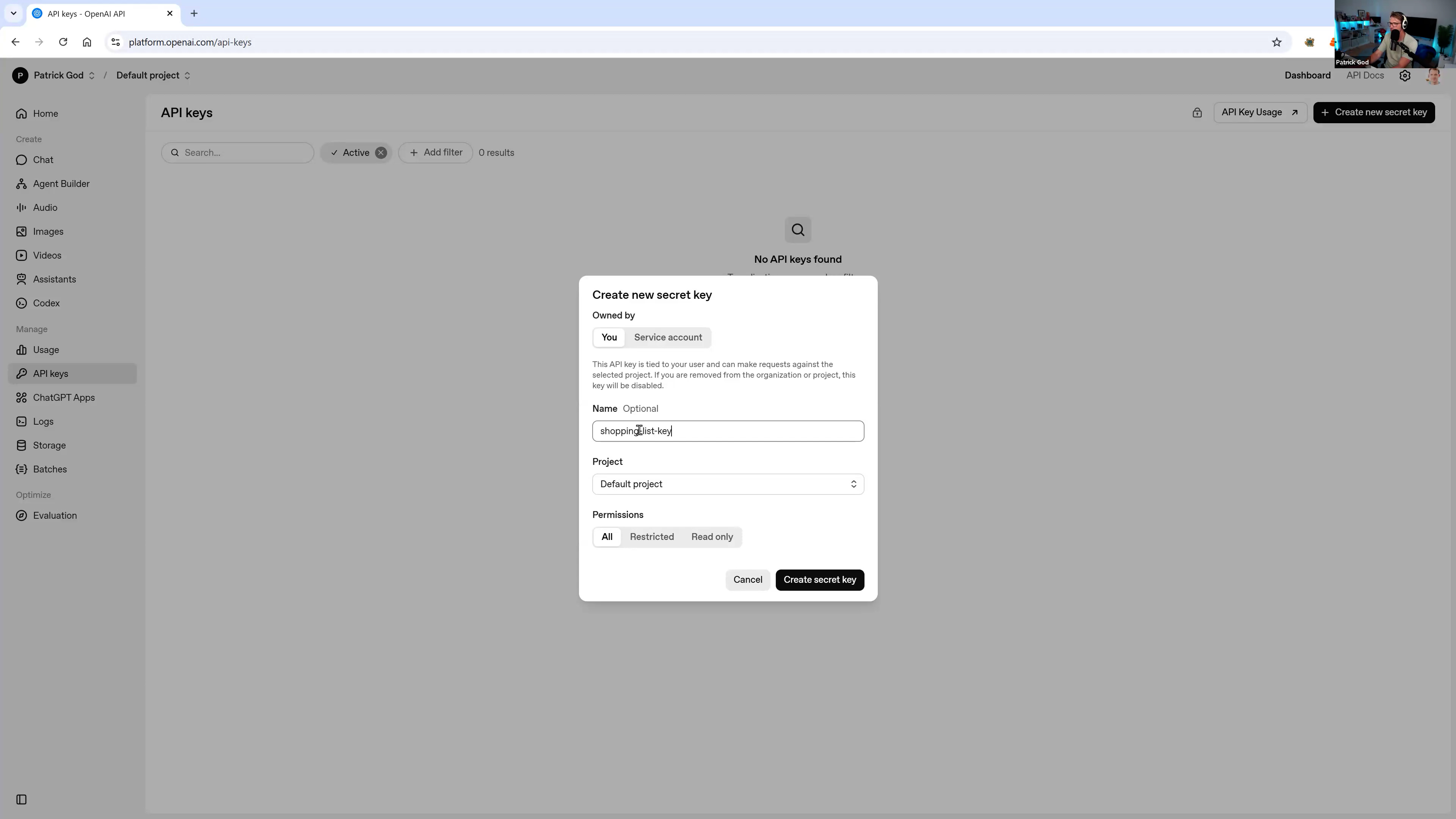 OpenAI-powered recipe-to-shopping-list feature populating ingredients